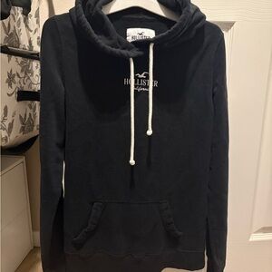 Hollister Women's Black Sweatshirt with White Drawstrings